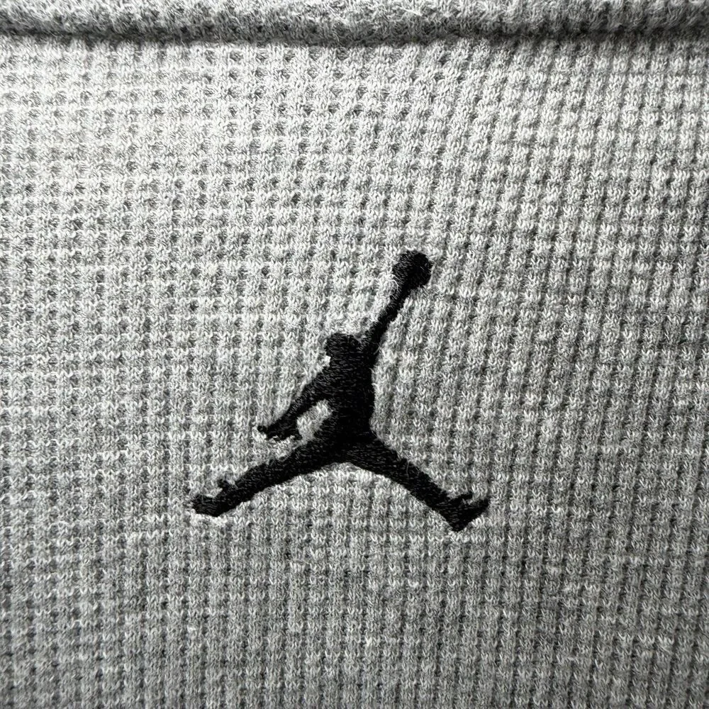 Nike Air Jordan Long Sleeve Thermal T Shirt Men 3XL Gray Waffle Knit Embroidered